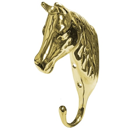 Jacks Imports 3-D Solid Brass Horse Head Hook 10384